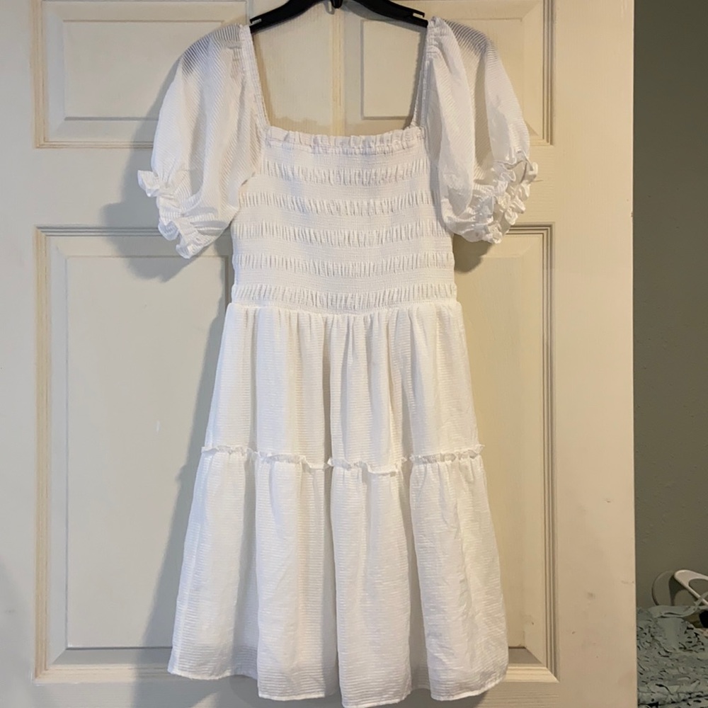 White Puff Sleeve Dress